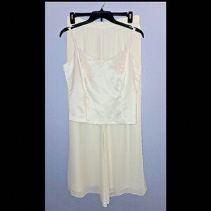Coldwater Creek Ivory Pantsuit - Size 16 Satin Cami and Size 18 Chiffon Pants